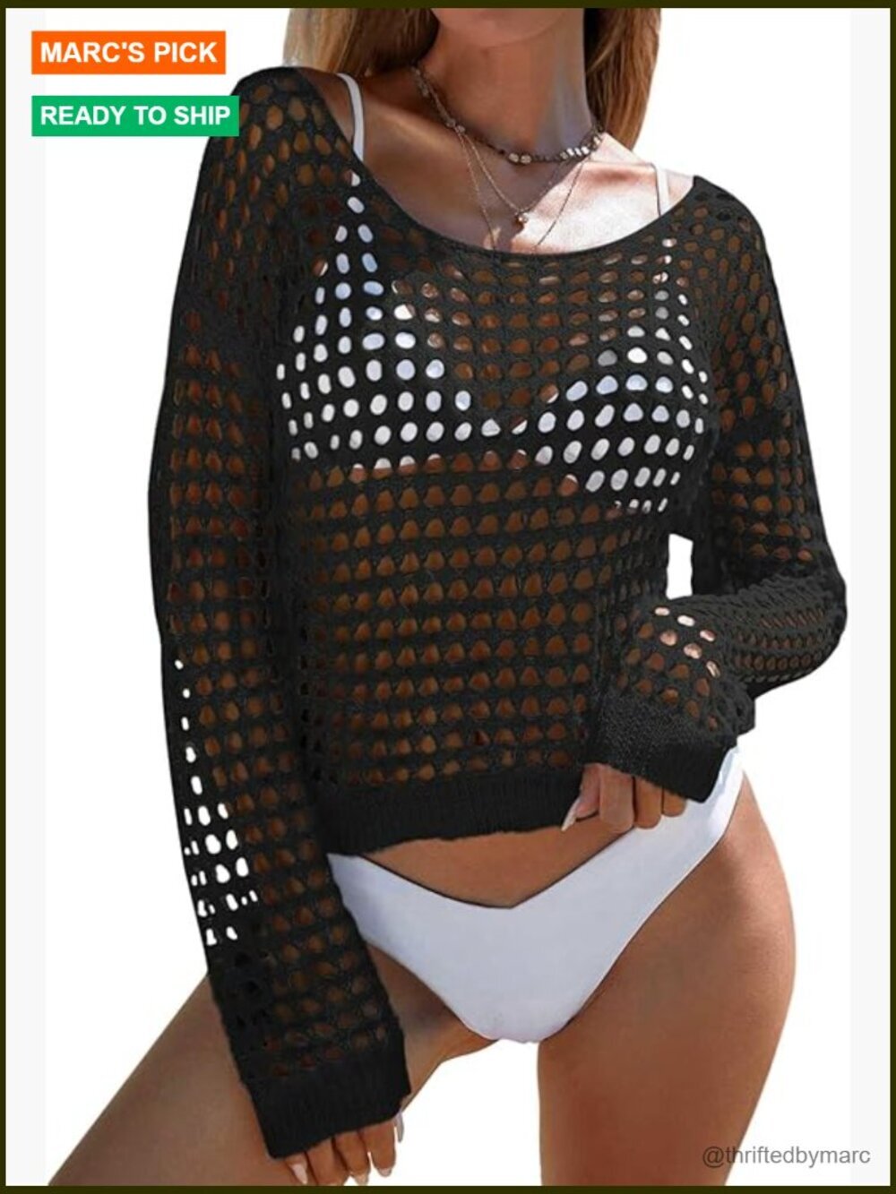 Off Shoulder Crochet Knit Crop Top Swimsuit Cover Up Beach Summer
